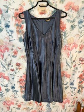 City Studio Metallic Slate Blue Mini Dress